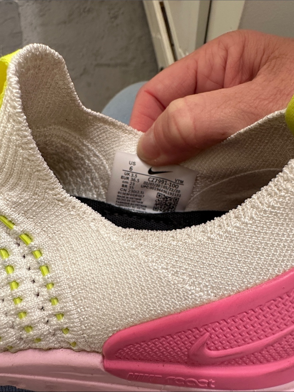 Nike Kids White Knit Slip-On Sneaker with Pink Accent